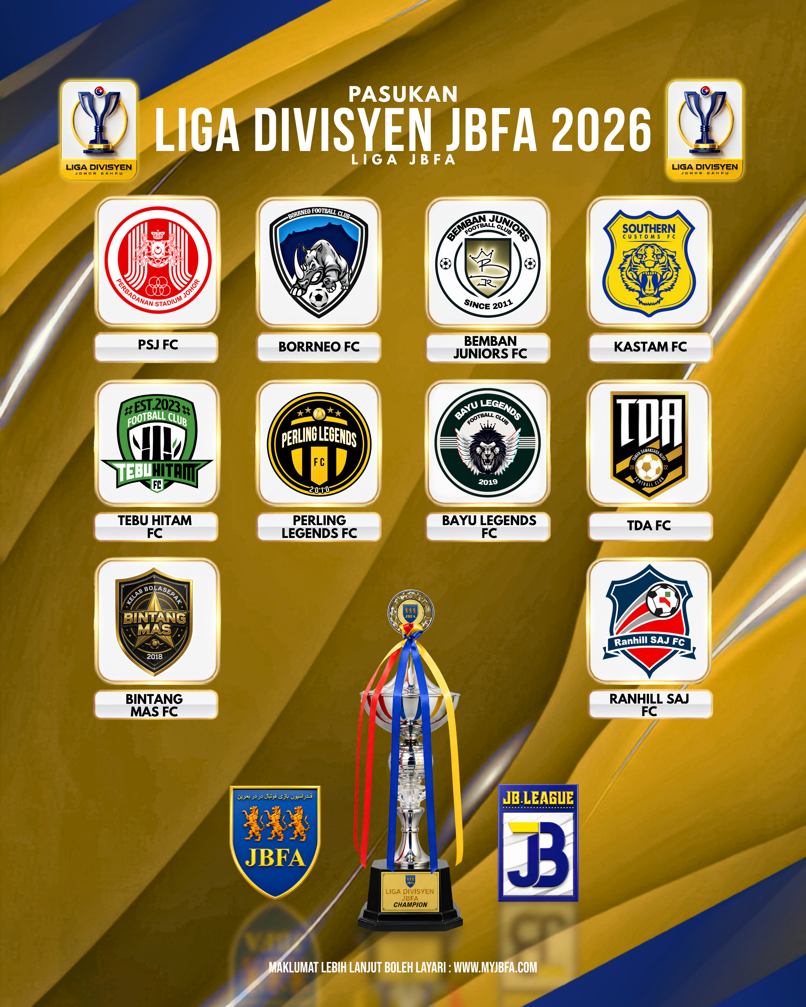 LIGA DIVISYEN JBFA 2026 TAMPIL DENGAN 10 PASUKAN
