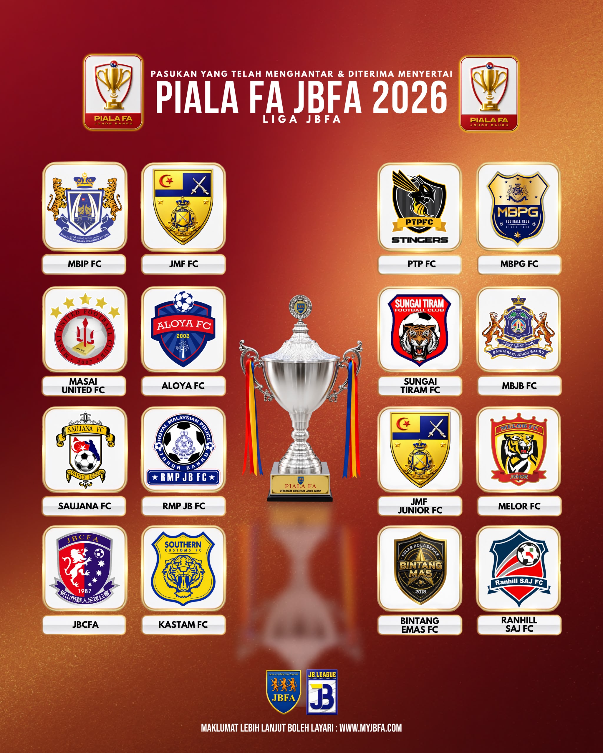 PIALA FA JBFA 2026 TAMPIL DENGAN 16 PASUKAN